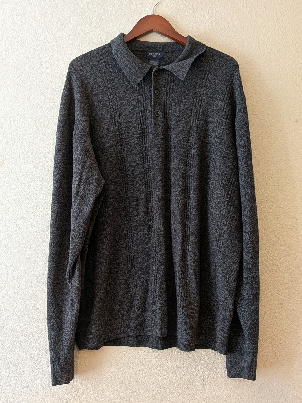 Dockers Men's Dark Gray V-Neck Polo Sweater